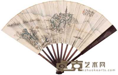 汪镛 山水 成扇 19×51cm